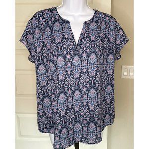 Banana Republic Blue & Pink Ikat Blouse